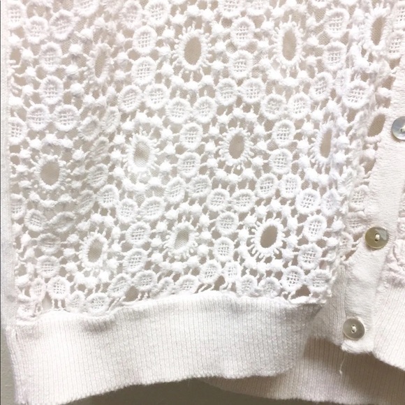 Zara Knit Button Down Lace Cardigan White Small - Picture 4 of 12